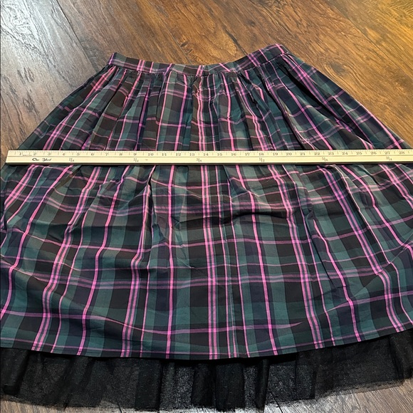 1901 Tartan Skirt Washed Faded Effect with Dotted Tulle Slip and Pockets SIZE M - Picture 12 of 13